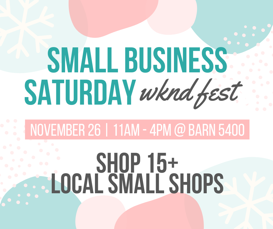 Come support some of your favorite local makers on Small Business Saturday from 11am to 4pm. 15+ local businesses to shop from with sweets and refreshments to keep you fueled for your holiday shopping.